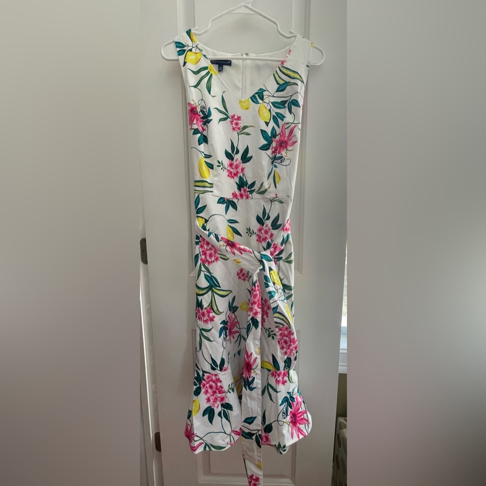 Talbots white floral dress size 8 petite NWT